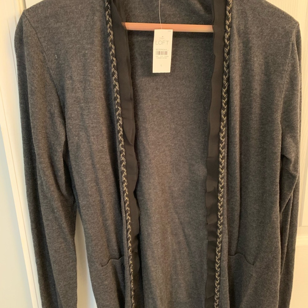 LOFT charcoal gray cardigan sweater